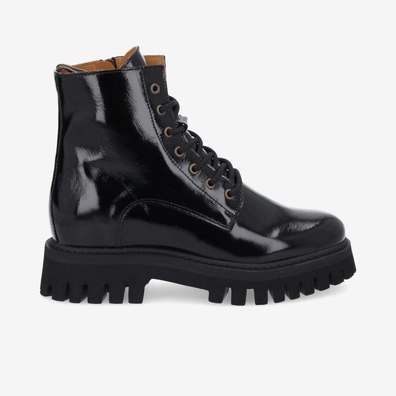 ROTTERDAM LACE UP W - WRINKLED PATENT  -  NOIR